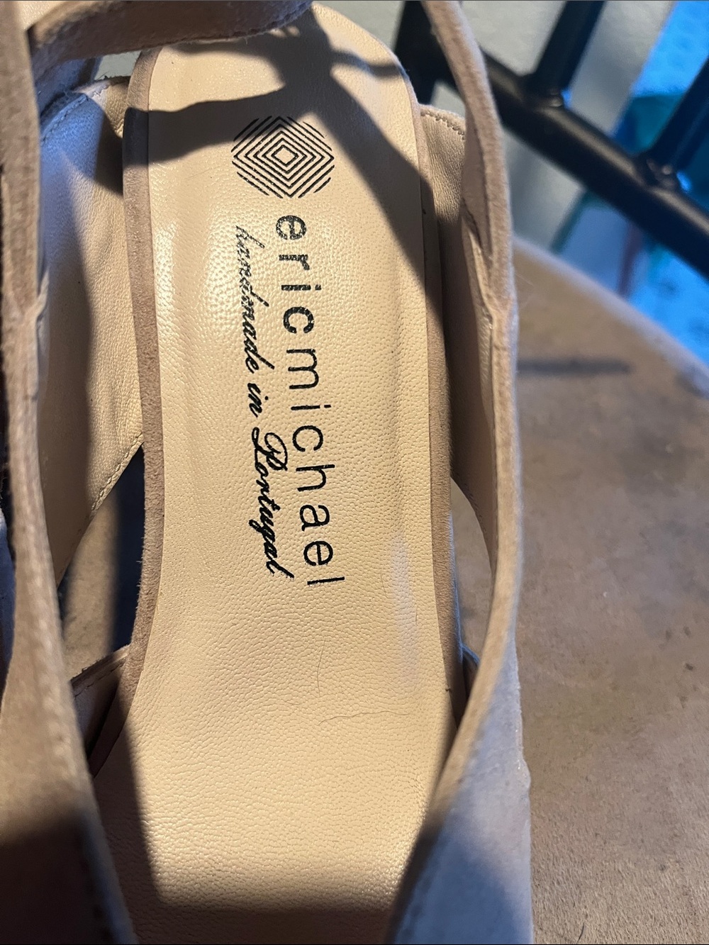 Eric Michael Taupe Suede Slingback Mules